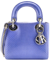 Dior Dior Blue Python Skin Leather Lady Dior Chain (Authentic Pre-Loved)