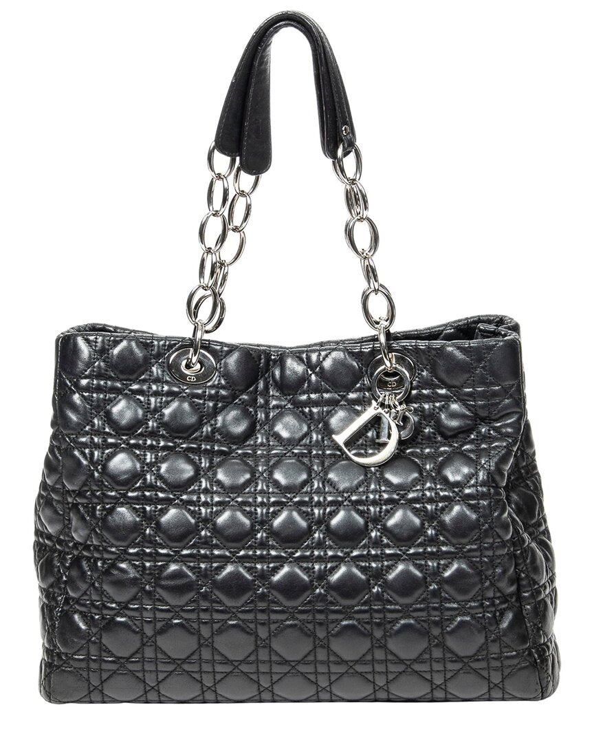 Dior Dior Black Cannage Lambskin Leather Large Soft Lady Dior Tote (Authentic Pre-
