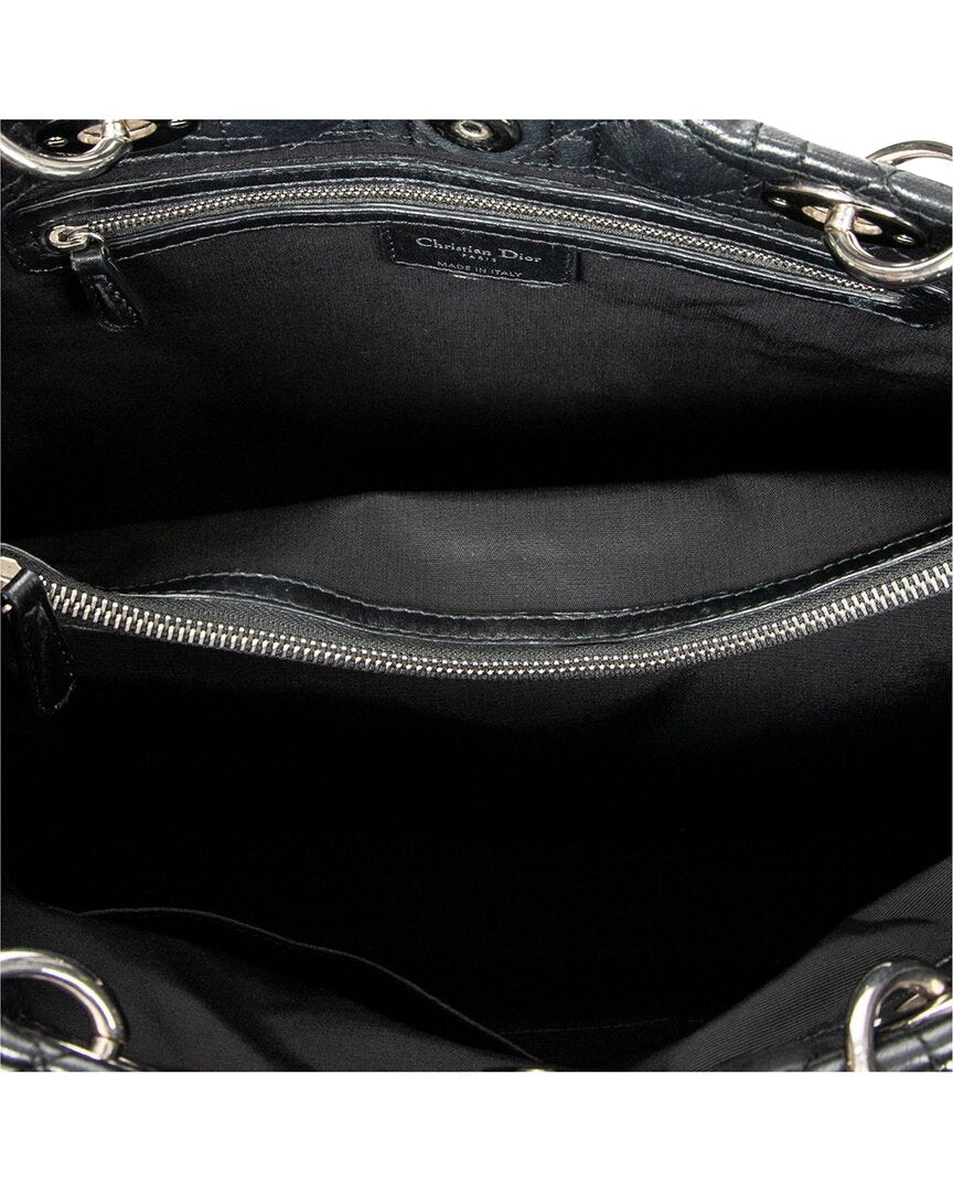 Dior Dior Black Cannage Lambskin Leather Large Soft Lady Dior Tote (Authentic Pre-