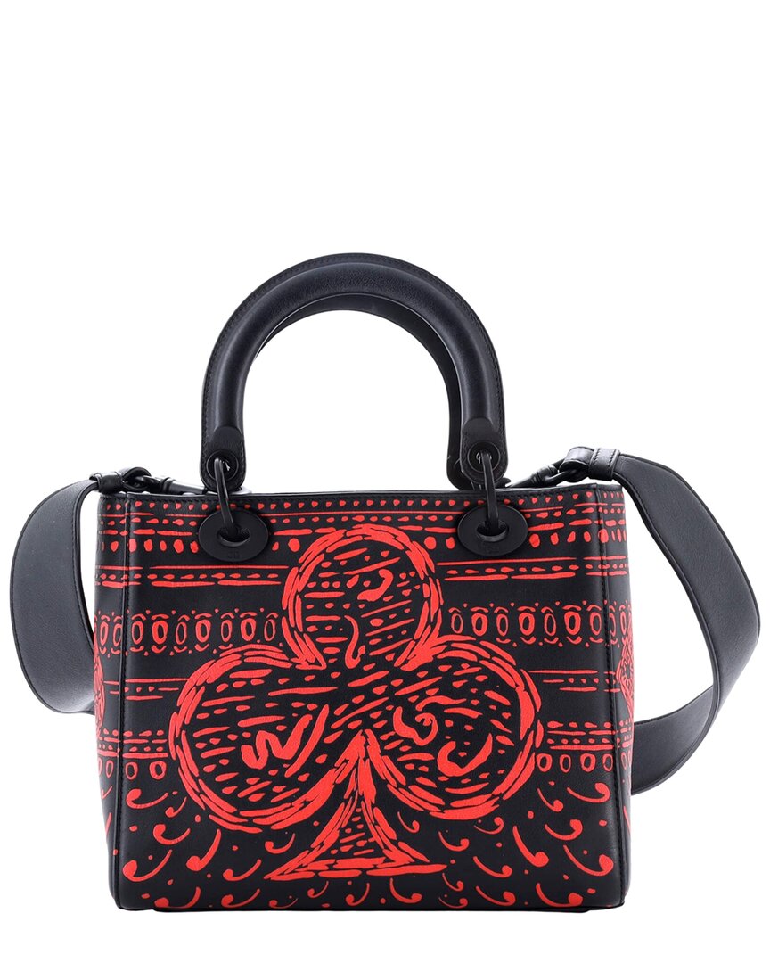 Dior Dior Black & Red Painted Calfskin Leather Ltd. Ed. Playing Cards Painted Lady