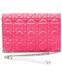 Dior Dior Pink & Orange & Mint Green Cannage Lambskin Leather Miss Dior Wallet On