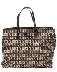 FENDI Fendi Brown Zucchino Canvas Small Square Shopping Tote (Authentic Pre-Loved)