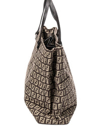 FENDI Fendi Brown Zucchino Canvas Small Square Shopping Tote (Authentic Pre-Loved)