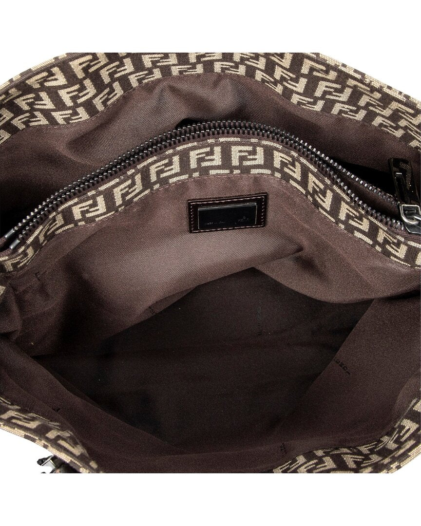 FENDI Fendi Brown Zucchino Canvas Small Square Shopping Tote (Authentic Pre-Loved)