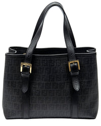 FENDI Fendi Black Zucchino Spalmati Coated Canvas Square Open Tote (Authentic Pre-