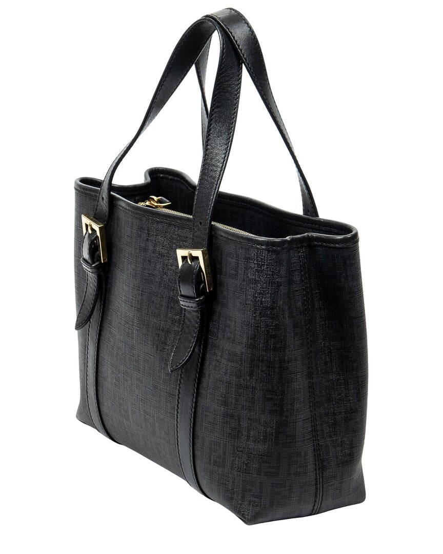 FENDI Fendi Black Zucchino Spalmati Coated Canvas Square Open Tote (Authentic Pre-