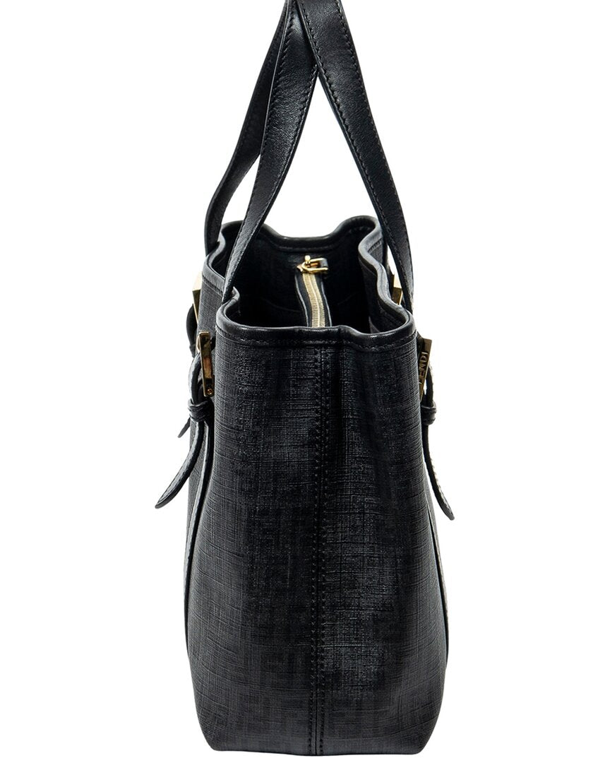 FENDI Fendi Black Zucchino Spalmati Coated Canvas Square Open Tote (Authentic Pre-