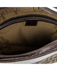 FENDI Fendi Tan & Dark Brown Zucca Canvas Square Zip Hobo (Authentic Pre-Loved)