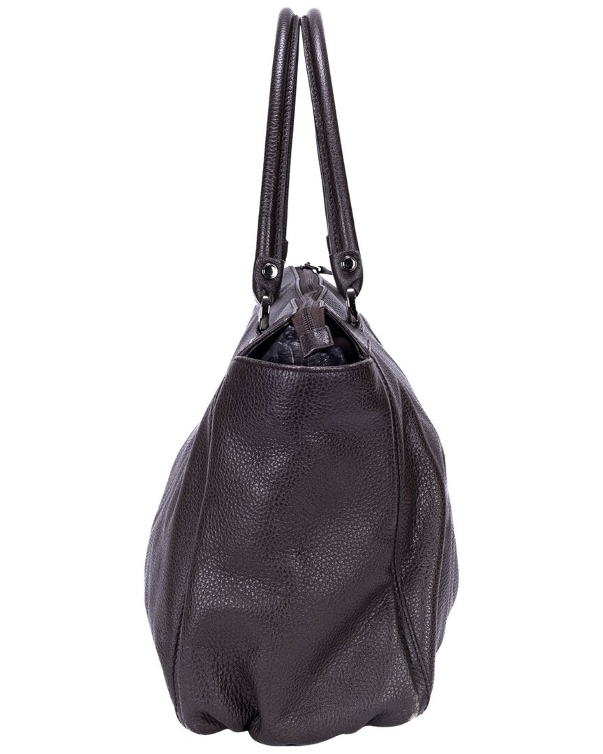 Gucci Gucci Dark Brown Calfskin Grained Leather D-Ring Abbey Zip Tote (Authentic