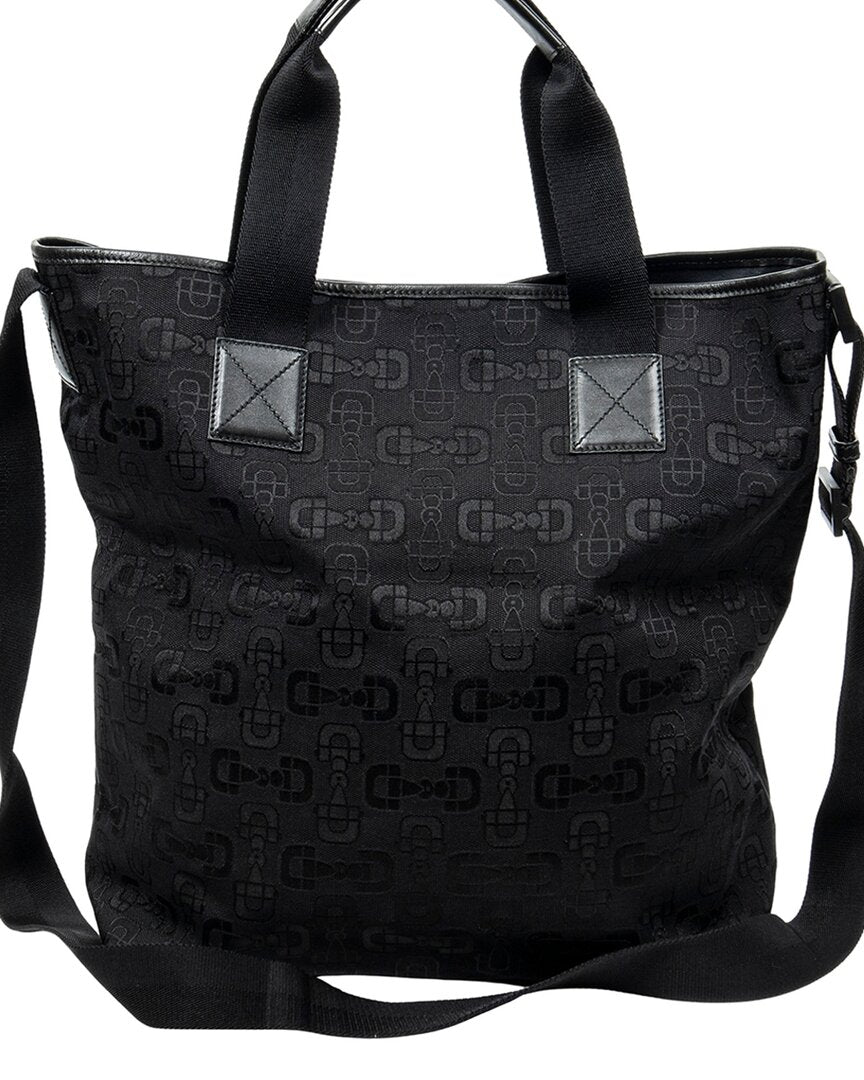 Gucci Gucci Black Horsebit Print Canvas 2-Way Tote, Never Carried (Authentic Pre-