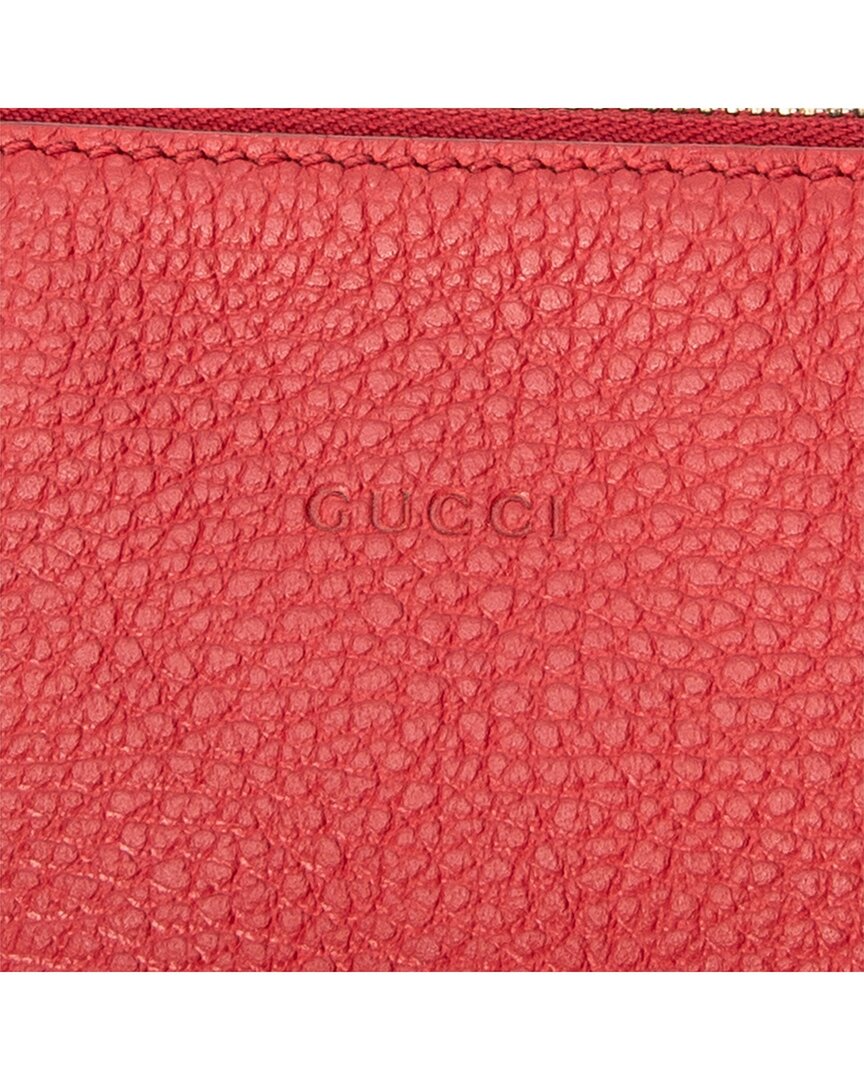 Gucci Gucci Red Grained Calfskin Leather Bamboo Tassel Zip Clutch (Authentic Pre-