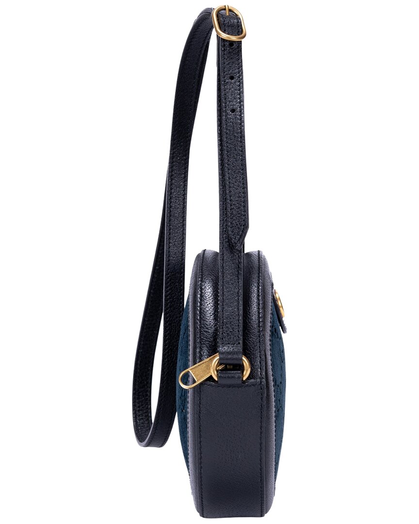 Gucci Gucci Black Velvet Monogram Canvas Round Crossbody (Authentic Pre-Loved)