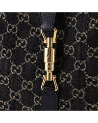 Gucci Gucci Black Gg Print Denim Canvas Jackie 1961 Hobo, Never Carried (Authentic