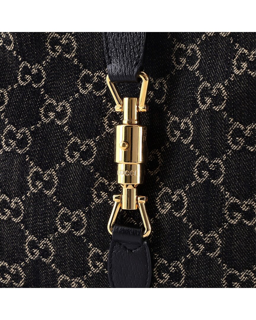 Gucci Gucci Black Gg Print Denim Canvas Jackie 1961 Hobo, Never Carried (Authentic
