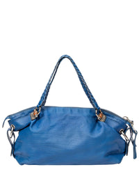 Gucci Gucci Royal Blue Pebbled Calfskin Leather Large Bamboo Bar Boston (Authentic
