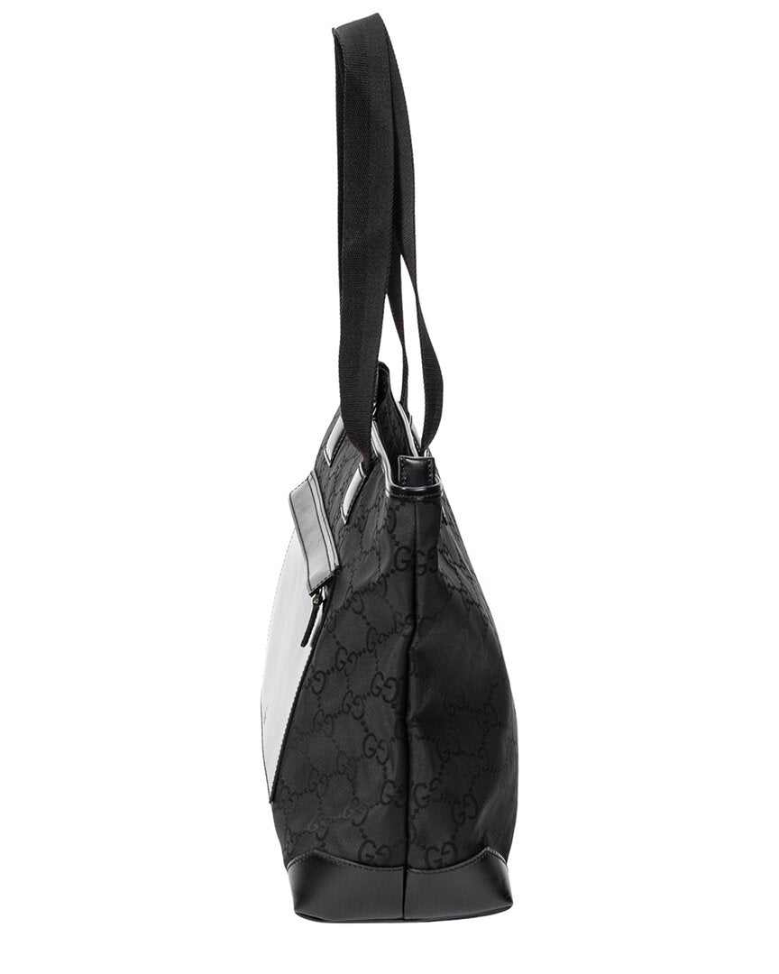 Gucci Gucci Black Monogrammed Nylon Canvas Medium Front Pocket Tote (Authentic Pre-