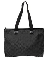 Gucci Gucci Black Monogrammed Nylon Canvas Medium Front Pocket Tote (Authentic Pre-