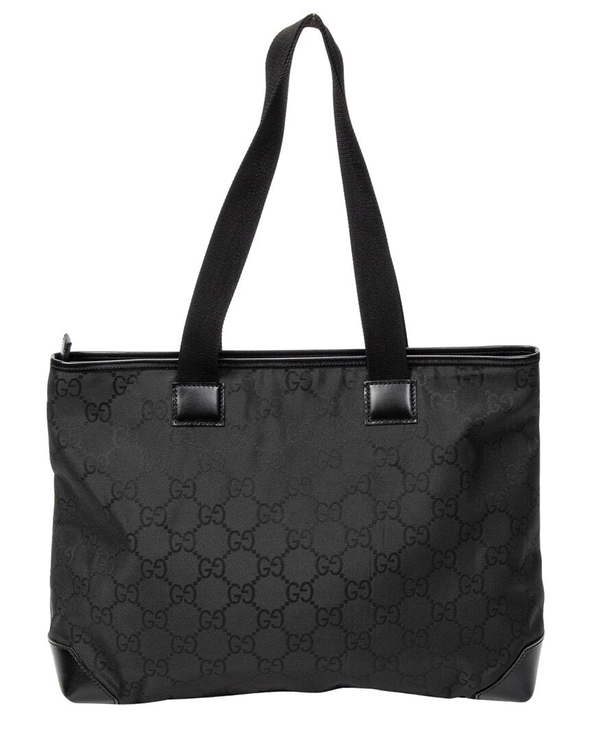 Gucci Gucci Black Monogrammed Nylon Canvas Medium Front Pocket Tote (Authentic Pre-
