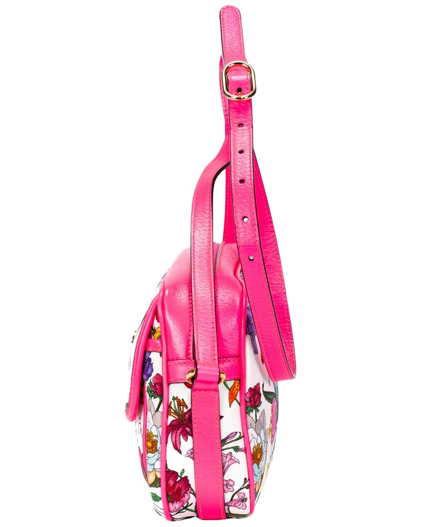 Gucci Gucci Pink & Beige Flora Printed Canvas Multicolor Flora Camera Crossbody,