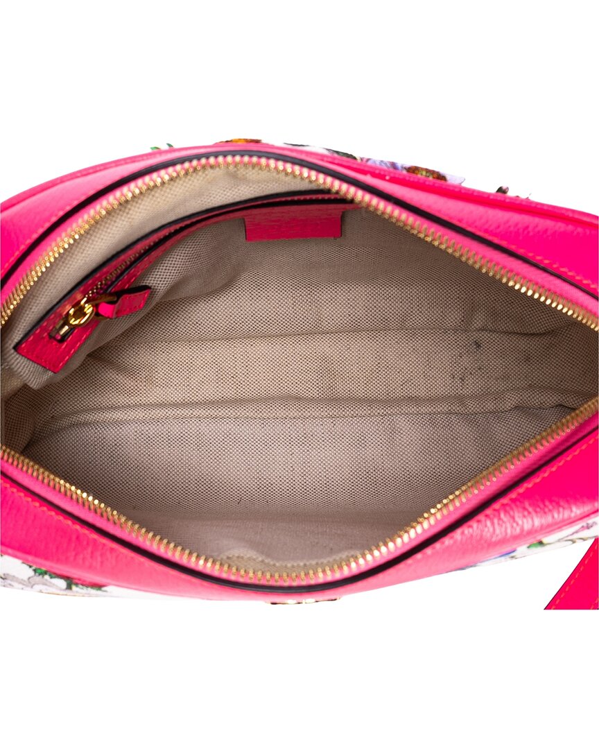 Gucci Gucci Pink & Beige Flora Printed Canvas Multicolor Flora Camera Crossbody,