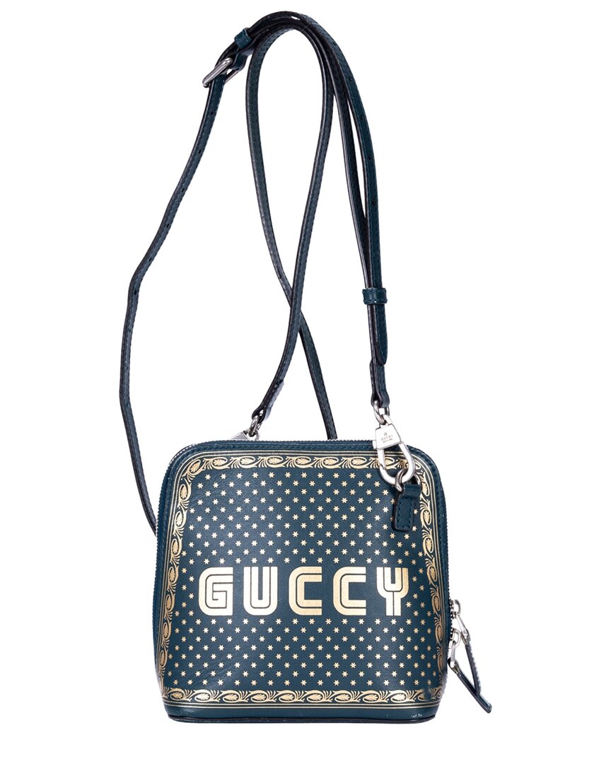 Gucci Gucci Green Guccy Print Calfskin Leather Sega Collection Guccy Print Crossbody