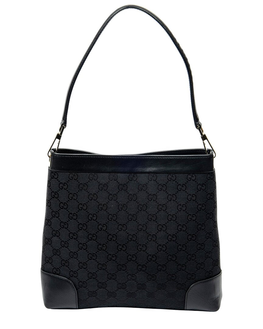 Gucci Gucci Black Monogrammed Canvas Shoulder Hobo (Authentic Pre-Loved)