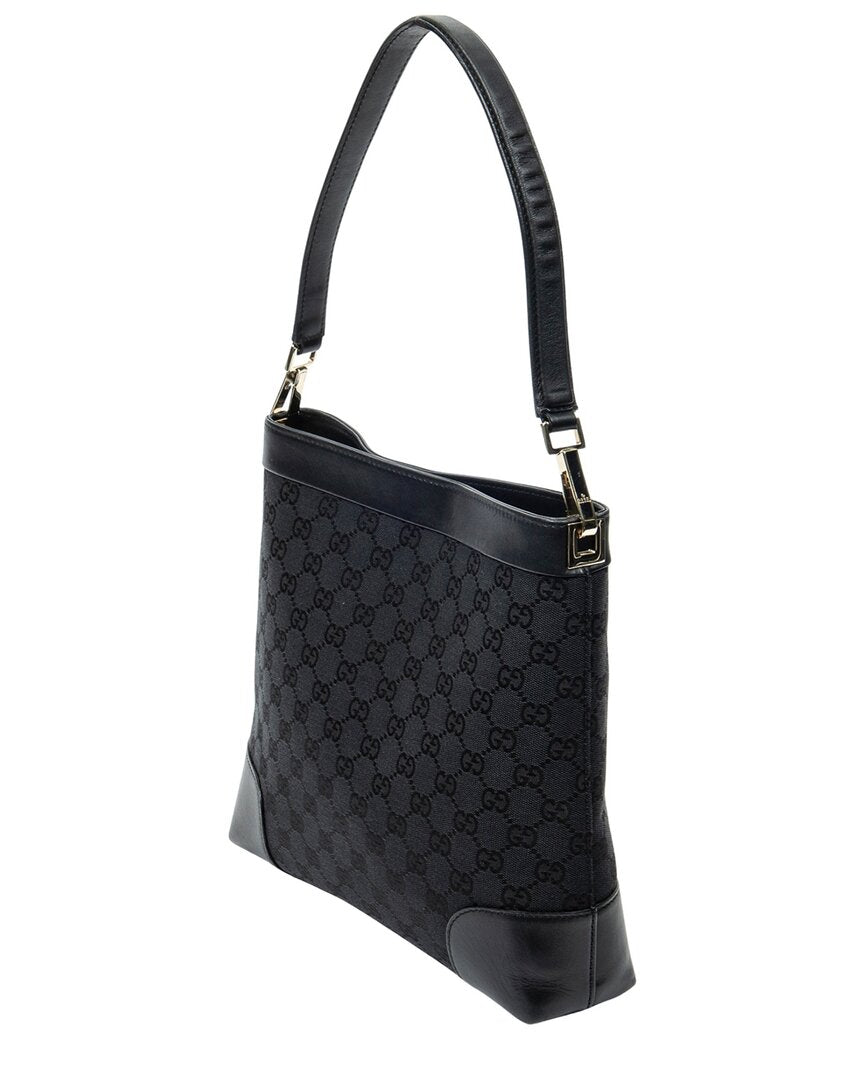Gucci Gucci Black Monogrammed Canvas Shoulder Hobo (Authentic Pre-Loved)