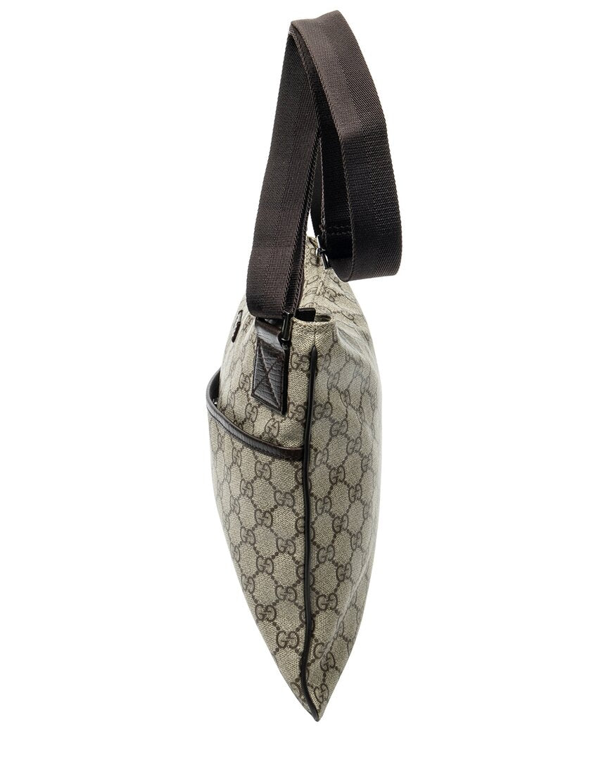 Gucci Gucci Beige & Brown Supreme Coated Canvas Square Flat Crossbody (Authentic