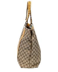 Gucci Gucci Yellow & Beige Monogrammed Canvas Vertical Bamboo Bar Shopper Tote