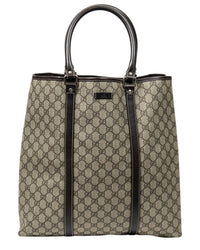 Gucci Gucci Beige & Dark Brown Supreme Coated Canvas Vertical Joy Tote (Authentic