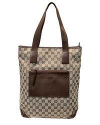 Gucci Gucci Beige & Brown Monogrammed Canvas Vertical Zip Tote (Authentic Pre-Loved)
