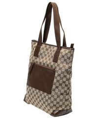 Gucci Gucci Beige & Brown Monogrammed Canvas Vertical Zip Tote (Authentic Pre-Loved)