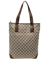 Gucci Gucci Beige & Brown Monogrammed Canvas Vertical Zip Tote (Authentic Pre-Loved)