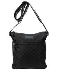 Gucci Gucci Black Monogrammed Nylon Canvas Zip Messenger Crossbody (Authentic Pre-