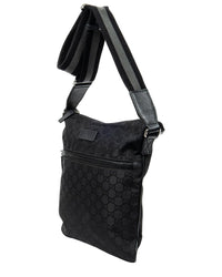 Gucci Gucci Black Monogrammed Nylon Canvas Zip Messenger Crossbody (Authentic Pre-