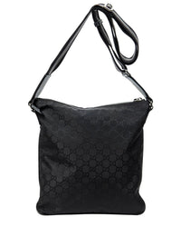 Gucci Gucci Black Monogrammed Nylon Canvas Zip Messenger Crossbody (Authentic Pre-