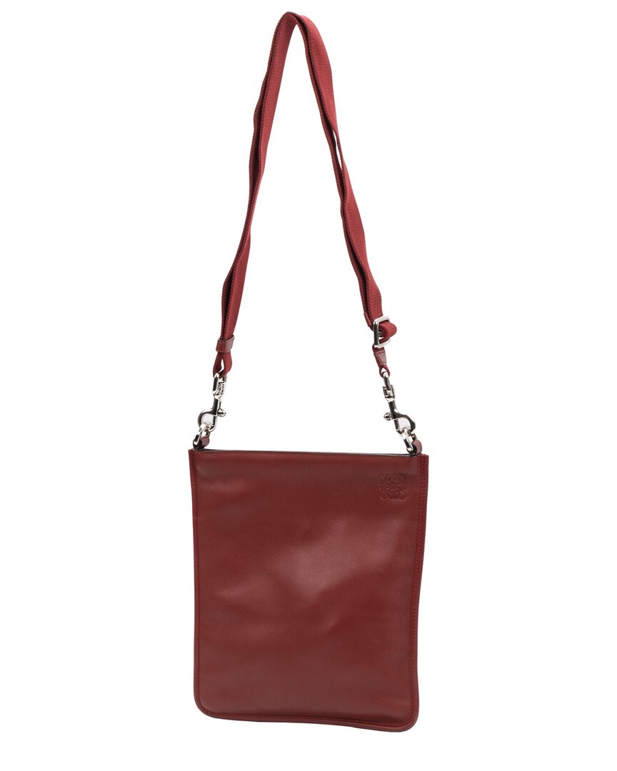 Loewe Loewe Maroon Grained Calfskin Leather Anagram Crossbody (Authentic Pre-Loved)