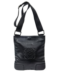 Loewe Loewe Black Calfskin Leather Anagram Flat Crossbody (Authentic Pre-Loved)