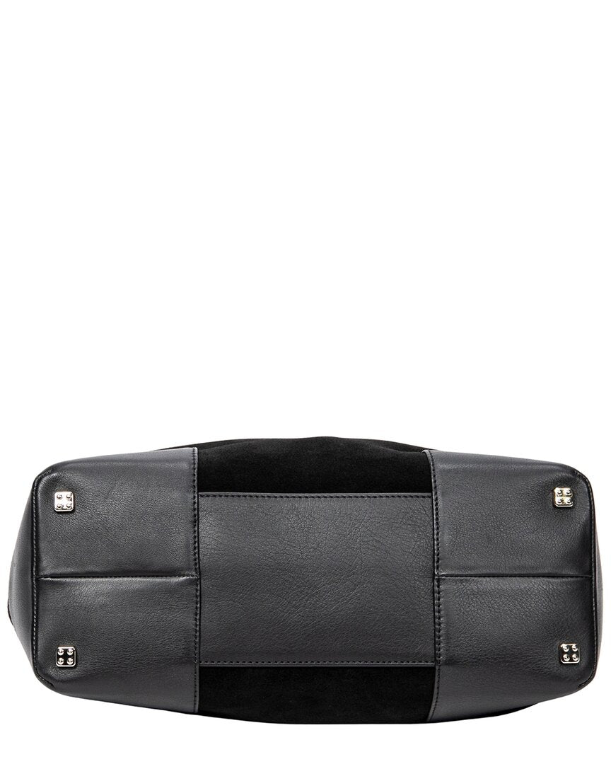 Loewe Loewe Black Suede Leather Anagram Open Tote (Authentic Pre-Loved)