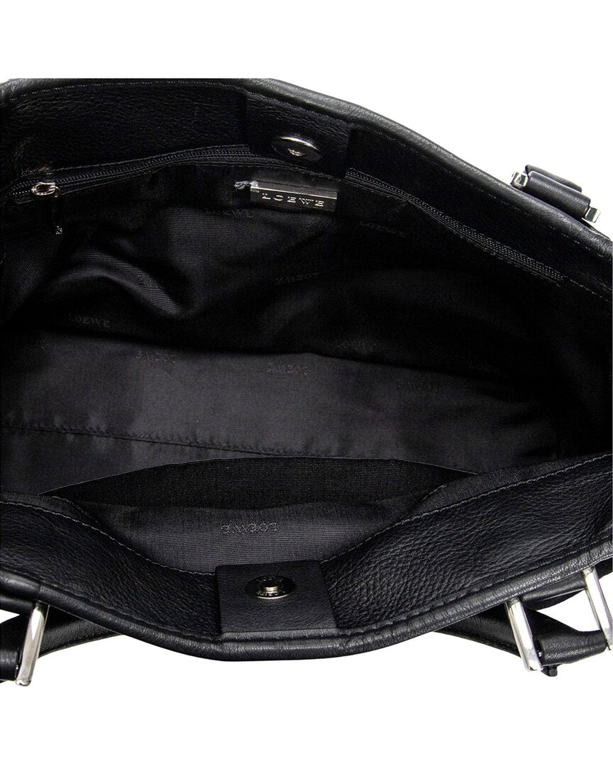 Loewe Loewe Black Suede Leather Anagram Open Tote (Authentic Pre-Loved)