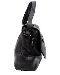 Loewe Loewe Black Grained Calfskin Leather Front Zip Messenger Bag (Authentic Pre-