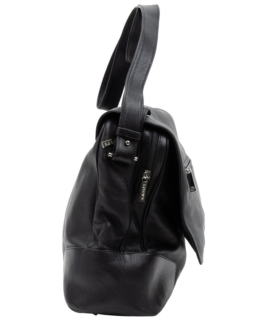 Loewe Loewe Black Grained Calfskin Leather Front Zip Messenger Bag (Authentic Pre-