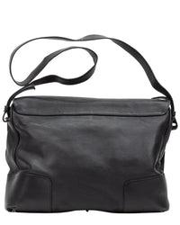 Loewe Loewe Black Grained Calfskin Leather Front Zip Messenger Bag (Authentic Pre-