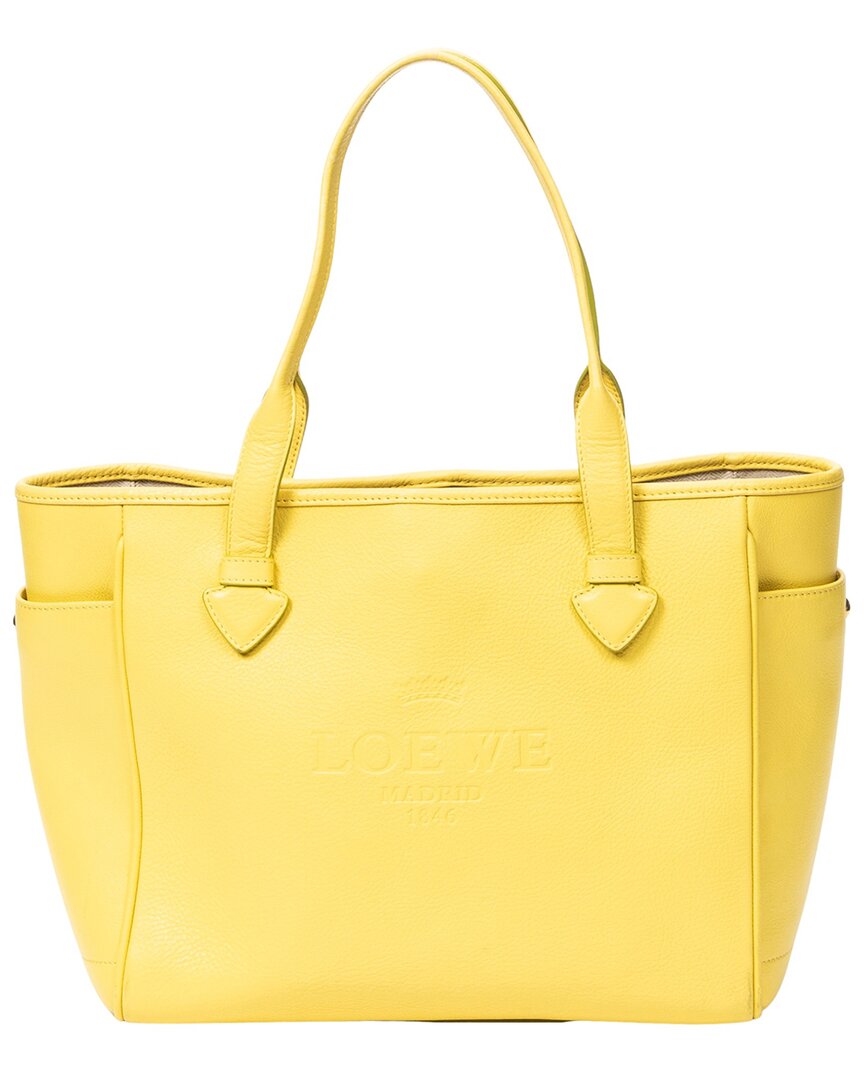 Loewe Loewe Yellow Grained Calfskin Leather Heritage Tote (Authentic Pre-Loved)
