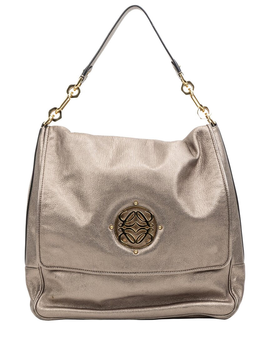 Loewe Loewe Gold Goatskin Leather Large Flap Shoulder Bag (Authentic Pre-Loved)