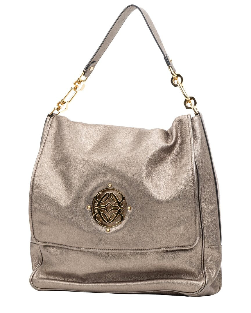 Loewe Loewe Gold Goatskin Leather Large Flap Shoulder Bag (Authentic Pre-Loved)