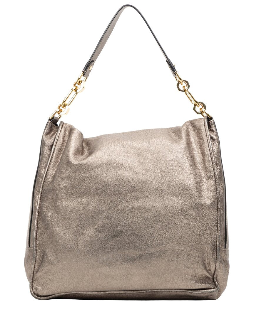 Loewe Loewe Gold Goatskin Leather Large Flap Shoulder Bag (Authentic Pre-Loved)
