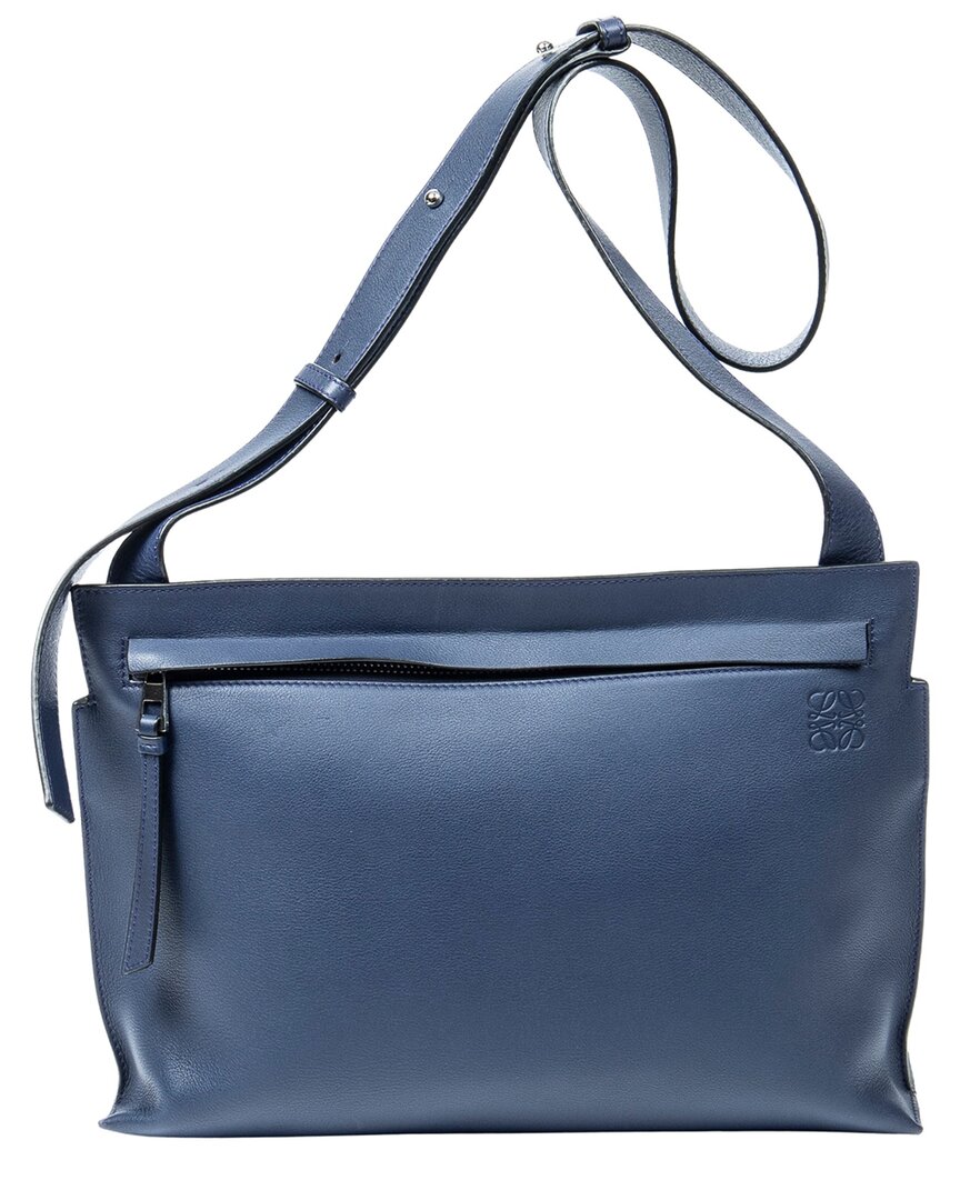 Loewe Loewe Navy Calfskin Leather Medium T Messenger (Authentic Pre-Loved)