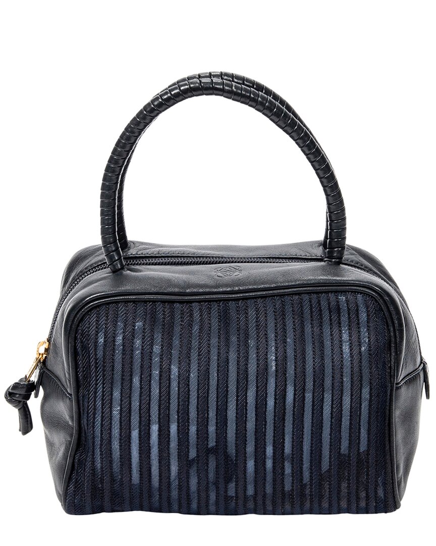 Loewe Loewe Navy Mesh Canvas Mini Mesh Handbag (Authentic Pre-Loved)