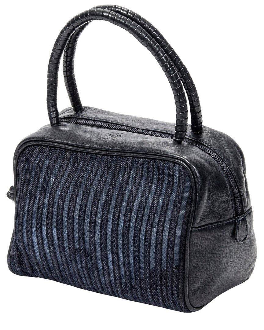 Loewe Loewe Navy Mesh Canvas Mini Mesh Handbag (Authentic Pre-Loved)